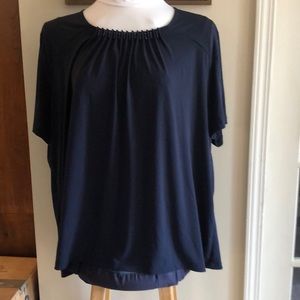 Navy shell with faux crystal detail neckline 3x